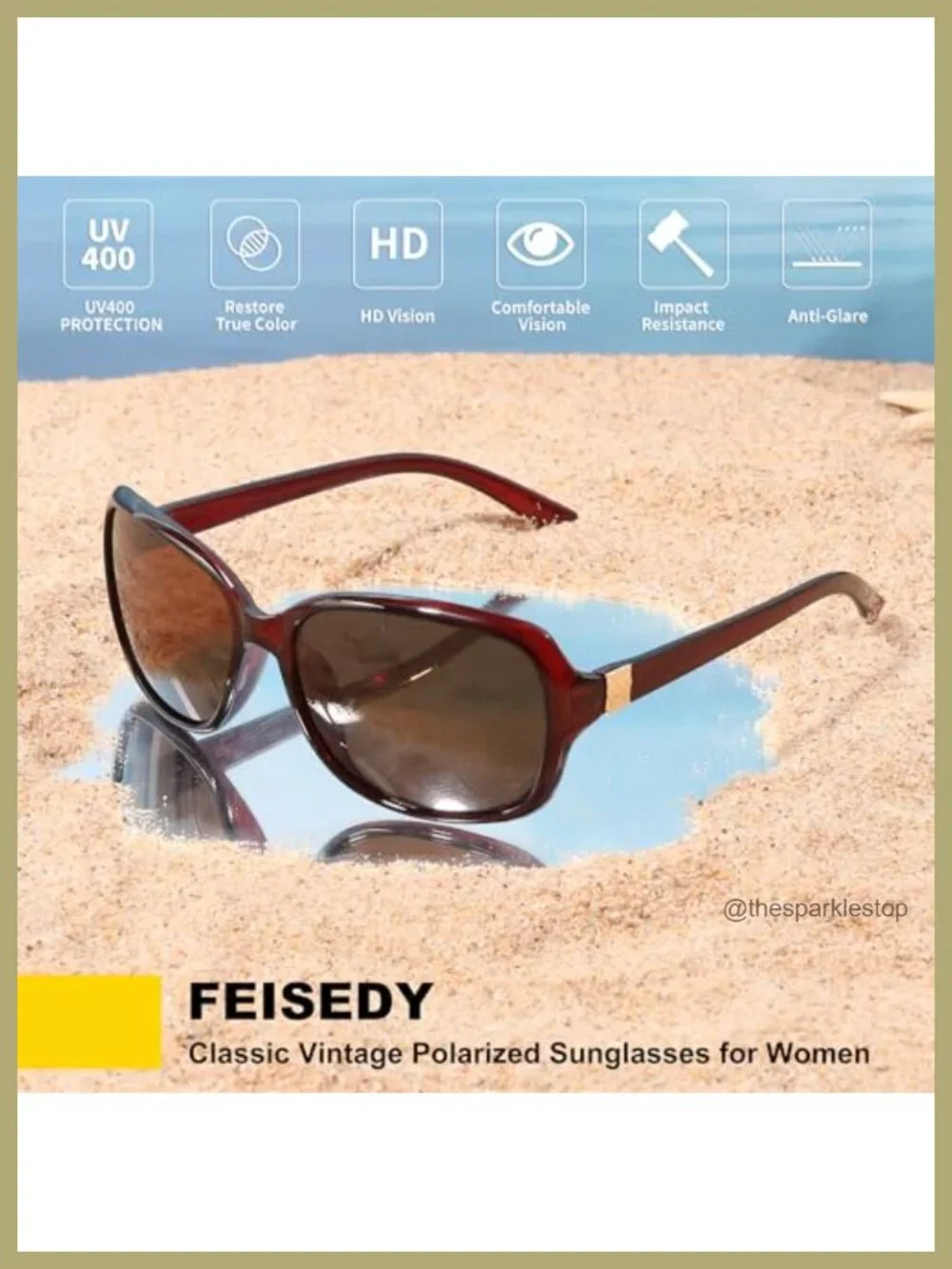 Vintage Square Polarized Sunglasses UV400 Protection Retro Style